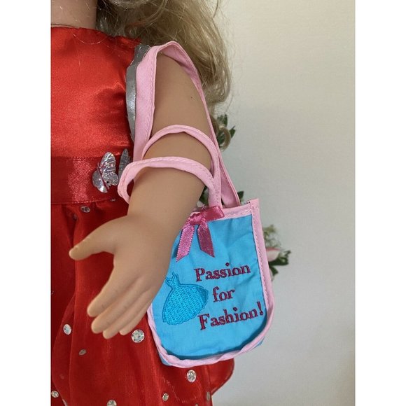 American Girl Battat OG Blue Pink Shopping Hand Bag for Dolls 16" 18" Retired - Picture 4 of 10